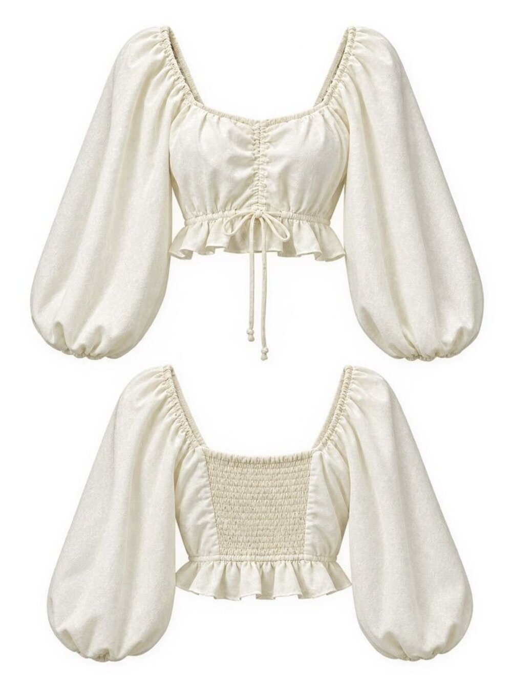 Show Me Your Mumu Women's Romantic Renaissance Ivory Puff Sleeve Crop Top Size S